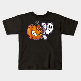 Funny Pumpkin Burping Kawaii Halloween Ghosts Kids T-Shirt